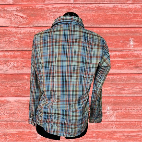 Vintage 1980's Plaid Button Down Shirt Lightweight Step Up Brand Western S/M - Picture 3 of 5